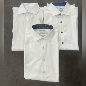 3 Twilory White Men's Dress Shirts - Spread Collar, Cotton Blend